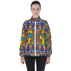 Dead Dancing Bears Grateful Dead Pattern Women s High Neck Windbreaker by Grandong