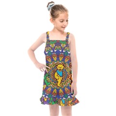 Dead Dancing Bears Grateful Dead Pattern Kids  Overall Dress by Grandong