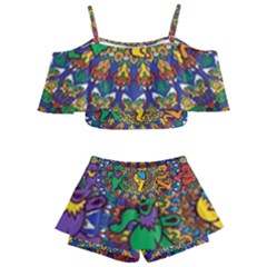 Dead Dancing Bears Grateful Dead Pattern Kids  Off Shoulder Skirt Bikini by Grandong