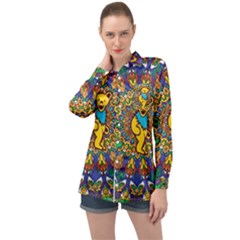 Dead Dancing Bears Grateful Dead Pattern Long Sleeve Satin Shirt