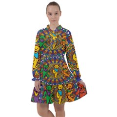 Dead Dancing Bears Grateful Dead Pattern All Frills Chiffon Dress by Grandong