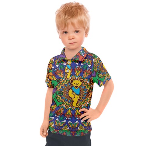 Dead Dancing Bears Grateful Dead Pattern Kids  Polo T-shirt by Grandong