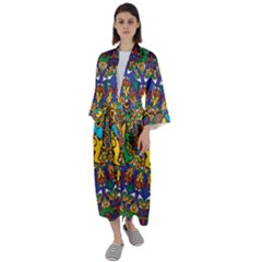 Dead Dancing Bears Grateful Dead Pattern Maxi Satin Kimono by Grandong