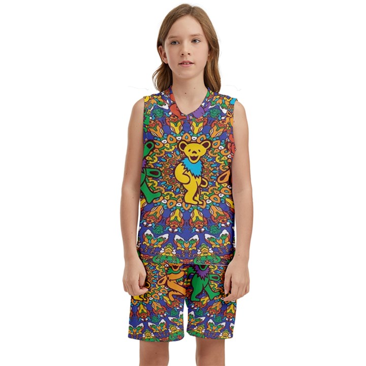 Dead Dancing Bears Grateful Dead Pattern Kids  Basketball Mesh Set