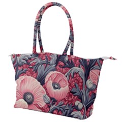 Vintage Floral Poppies Canvas Shoulder Bag