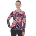 Vintage Floral Poppies Women s Pique Long Sleeve T-Shirt View1