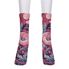 Vintage Floral Poppies Crew Socks by Grandong