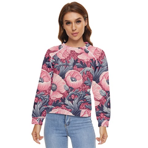 Vintage Floral Poppies Women s Long Sleeve Raglan T-shirt by Grandong