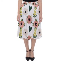 Flower White Pattern Floral Classic Midi Skirt