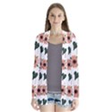 Flower White Pattern Floral Drape Collar Cardigan View1