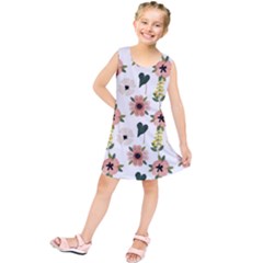 Flower White Pattern Floral Kids  Tunic Dress