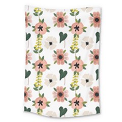 Flower White Pattern Floral Large Tapestry