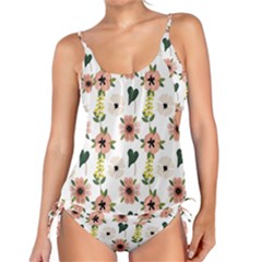 Flower White Pattern Floral Tankini Set