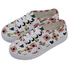 Flower White Pattern Floral Kids  Classic Low Top Sneakers