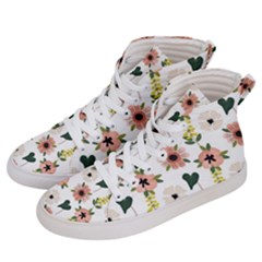 Flower White Pattern Floral Women s Hi-top Skate Sneakers