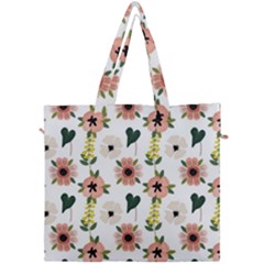 Flower White Pattern Floral Canvas Travel Bag