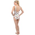 Flower White Pattern Floral Cross Front Low Back Swimsuit View2