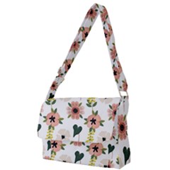 Flower White Pattern Floral Full Print Messenger Bag (s)