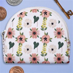 Flower White Pattern Floral Horseshoe Style Canvas Pouch