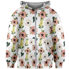 Flower White Pattern Floral Kids  Zipper Hoodie Without Drawstring