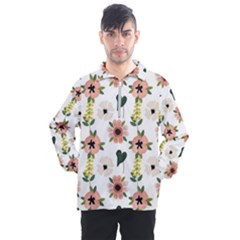 Flower White Pattern Floral Men s Half Zip Pullover