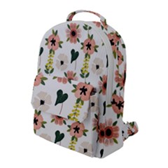 Flower White Pattern Floral Flap Pocket Backpack (large)