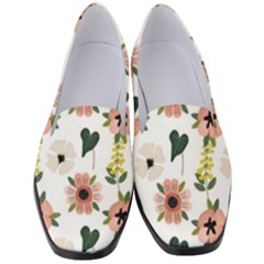 Flower White Pattern Floral Women s Classic Loafer Heels