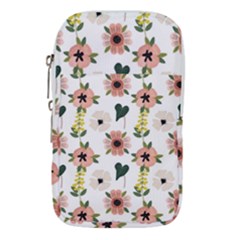 Flower White Pattern Floral Waist Pouch (small) by anzea