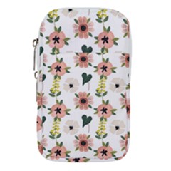 Flower White Pattern Floral Waist Pouch (large)