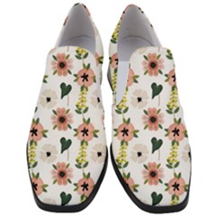 Flower White Pattern Floral Women Slip On Heel Loafers by anzea