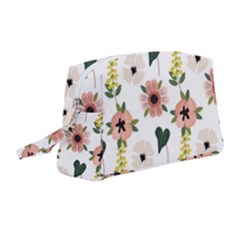 Flower White Pattern Floral Wristlet Pouch Bag (medium)