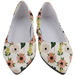 Flower White Pattern Floral Women s Block Heels 