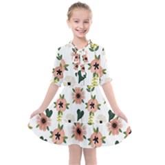 Flower White Pattern Floral Kids  All Frills Chiffon Dress