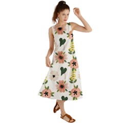 Flower White Pattern Floral Summer Maxi Dress