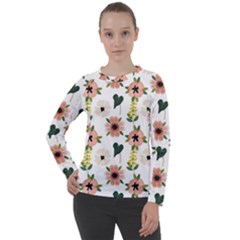 Flower White Pattern Floral Women s Long Sleeve Raglan T-shirt