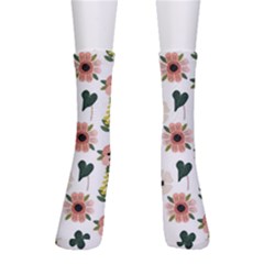 Flower White Pattern Floral Crew Socks