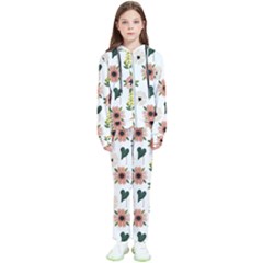 Flower White Pattern Floral Kids  Tracksuit