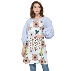 Flower White Pattern Floral Pocket Apron by anzea