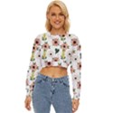 Flower White Pattern Floral Lightweight Long Sleeve Sweatshirt View1