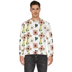 Flower White Pattern Floral Men s Fleece Sweatshirt by anzea