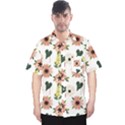 Flower White Pattern Floral Men s Hawaii Shirt View1