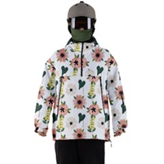 Flower White Pattern Floral Men s Ski And Snowboard Waterproof Breathable Jacket by anzea