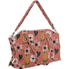 Flower Pink Brown Pattern Floral Canvas Crossbody Bag