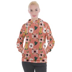 Flower Pink Brown Pattern Floral Women s Hooded Pullover