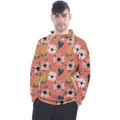 Flower Pink Brown Pattern Floral Men s Pullover Hoodie