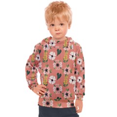 Flower Pink Brown Pattern Floral Kids  Hooded Pullover