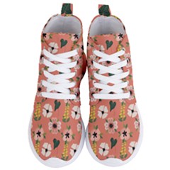 Flower Pink Brown Pattern Floral Women s Lightweight High Top Sneakers by anzea