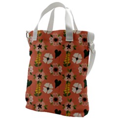 Flower Pink Brown Pattern Floral Canvas Messenger Bag