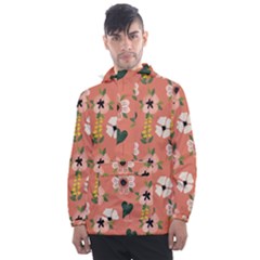 Flower Pink Brown Pattern Floral Men s Front Pocket Pullover Windbreaker