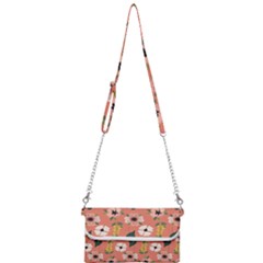 Flower Pink Brown Pattern Floral Mini Crossbody Handbag